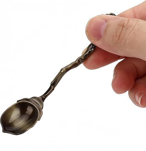 Miniatura 3 de Zerodis Juego de 6 cucharaditas innovadoras, vintage, retro, de aleación de zinc, juego de tenedores, pastel de azúcar, helado, cubiertos, Bronce