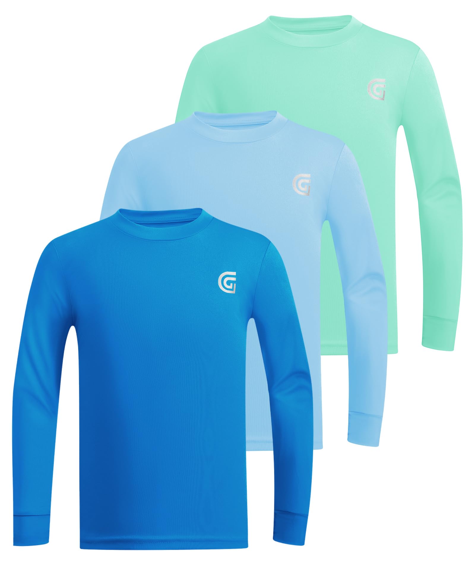 ZITY 3er Pack Kinder UV Shirt Jungen Langarm Schwimmshirt UPF50+ Schutzkleidung Schnelltrocknende Wasser Rash Guard Durchlässige Badeshirt