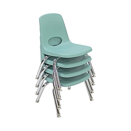 Miniatura 3 de Factory Direct Partners 13227-SF Silla escolar apilable de 10 pulgadas, asiento apilable para estudiantes con patas de acero cromado y deslizadores