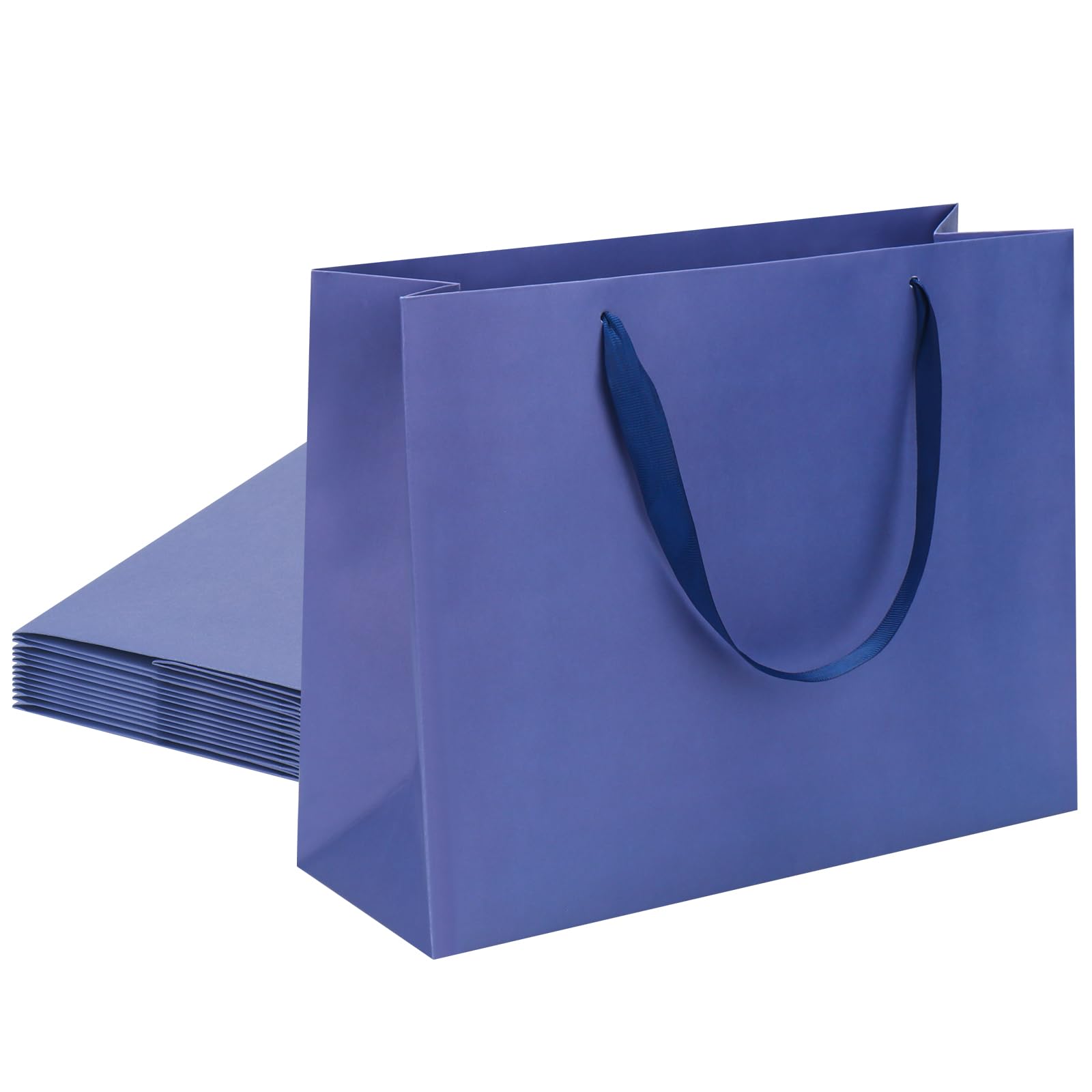 QIELSER 12 Pcs Gift Bags Bulk Large Size, Navy Blue Gift Bags with Handles for Party Favors, Birthday for Boys & Men, Baby Showers (Navy Blue, 12.5"