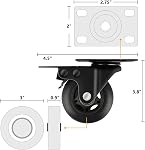 3" Ensemble de roulettes 4 ,4 Caster silencieux lourd, Max Charger 2000LBS. Convient pour faire Soft Wheels pour le panier ,Caster Wheel Glide Calmement et protéger le plancher, roulettes 4 Lourds