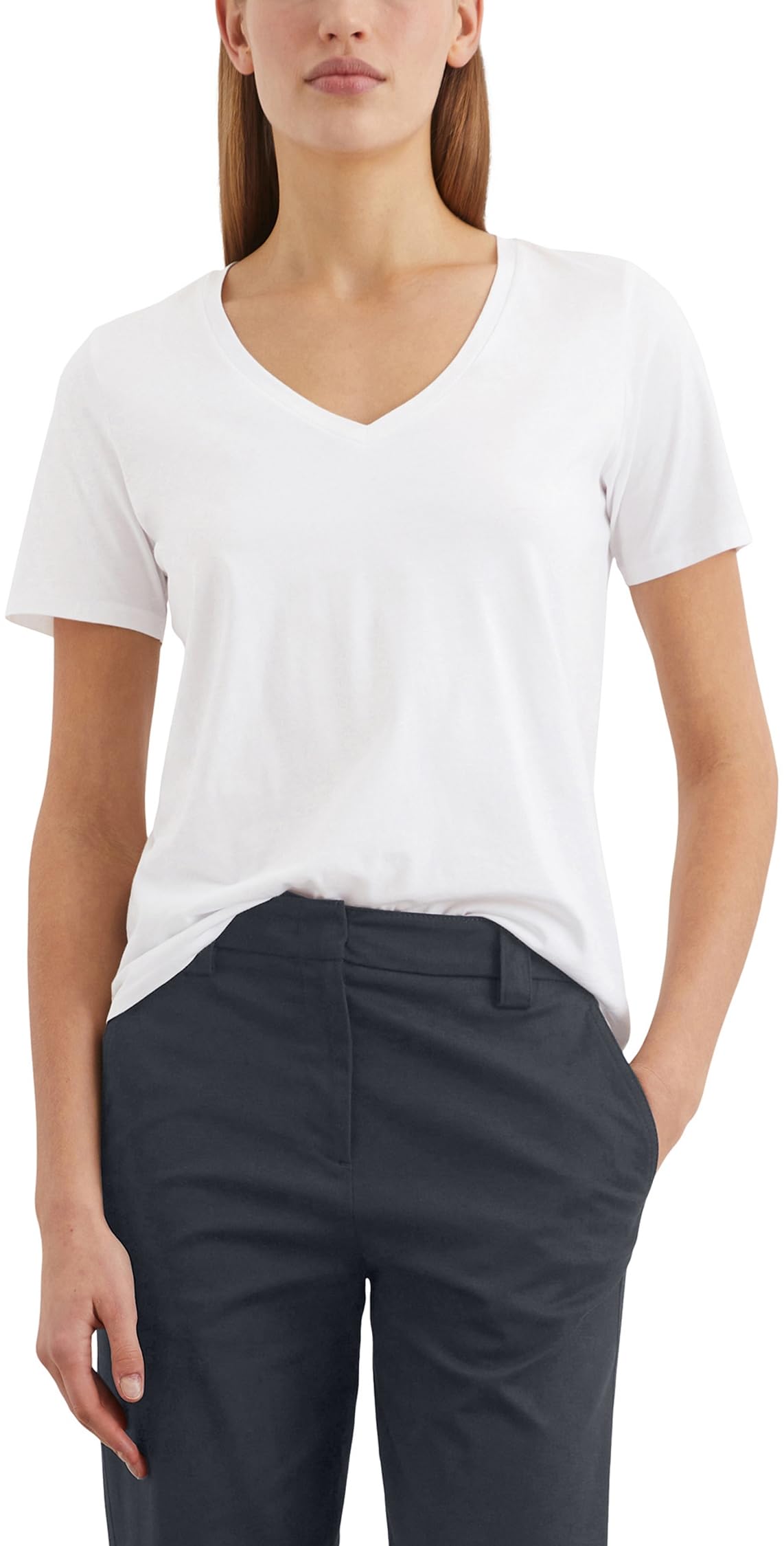 Marc O'Polo Damen T-Shirt mit V-Ausschnitt Regular Fit