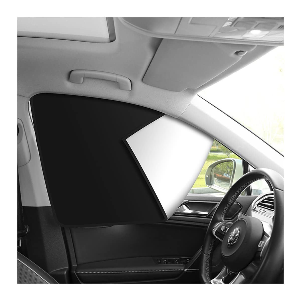 Car Window Sun Shade, 2 Pcs Auto Side Front Magnetic Windshield Curtains, Sun Heat Blocker and UV Rays Protector, Universal Window Covers for Car, Silver-Front Window (Master and copilot)