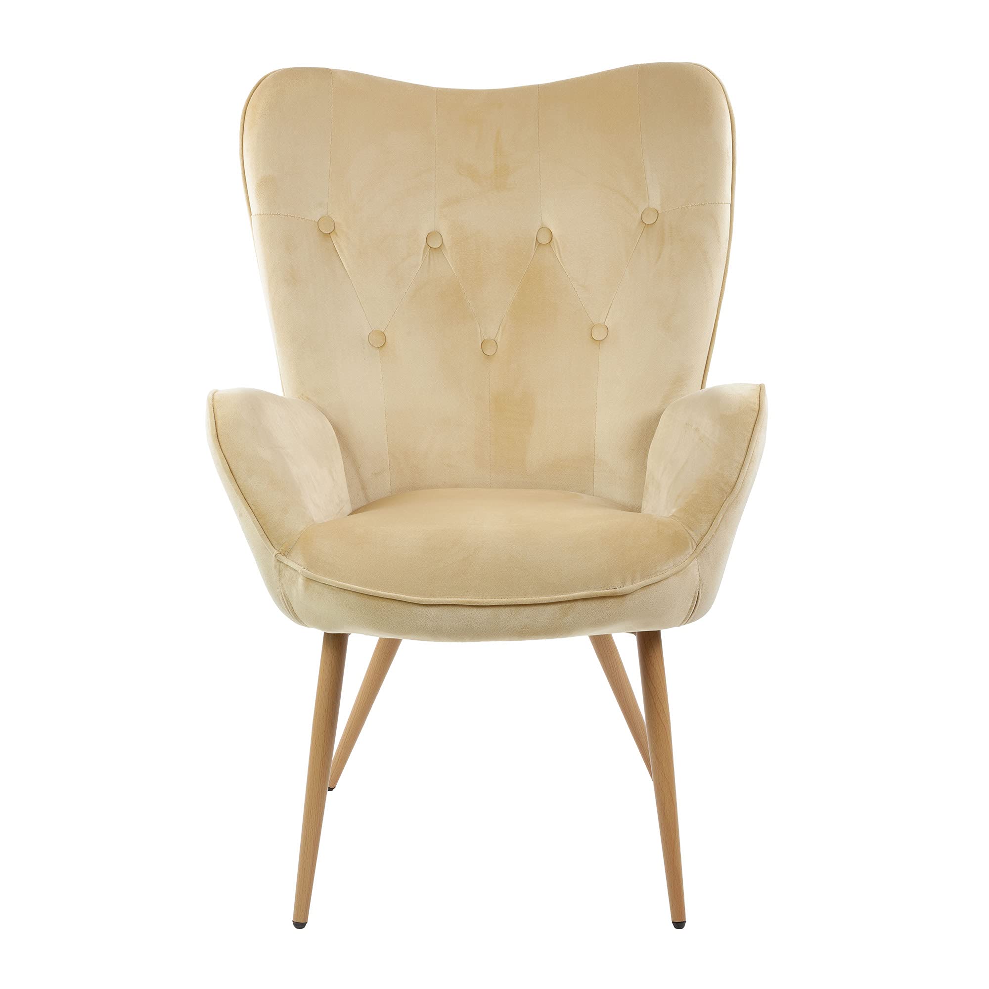 Albatros sedia ad ala con sgabello YORK, beige, rivestimento in velluto, comoda imbottitura, poltrona TV, poltrona imbottita