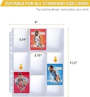 Vista 3 de Protector de página de 9 bolsillos, paquete de 200 fundas para tarjetas coleccionables para Skylanders, MTG, cupón, juego, tarjetas de fútbol