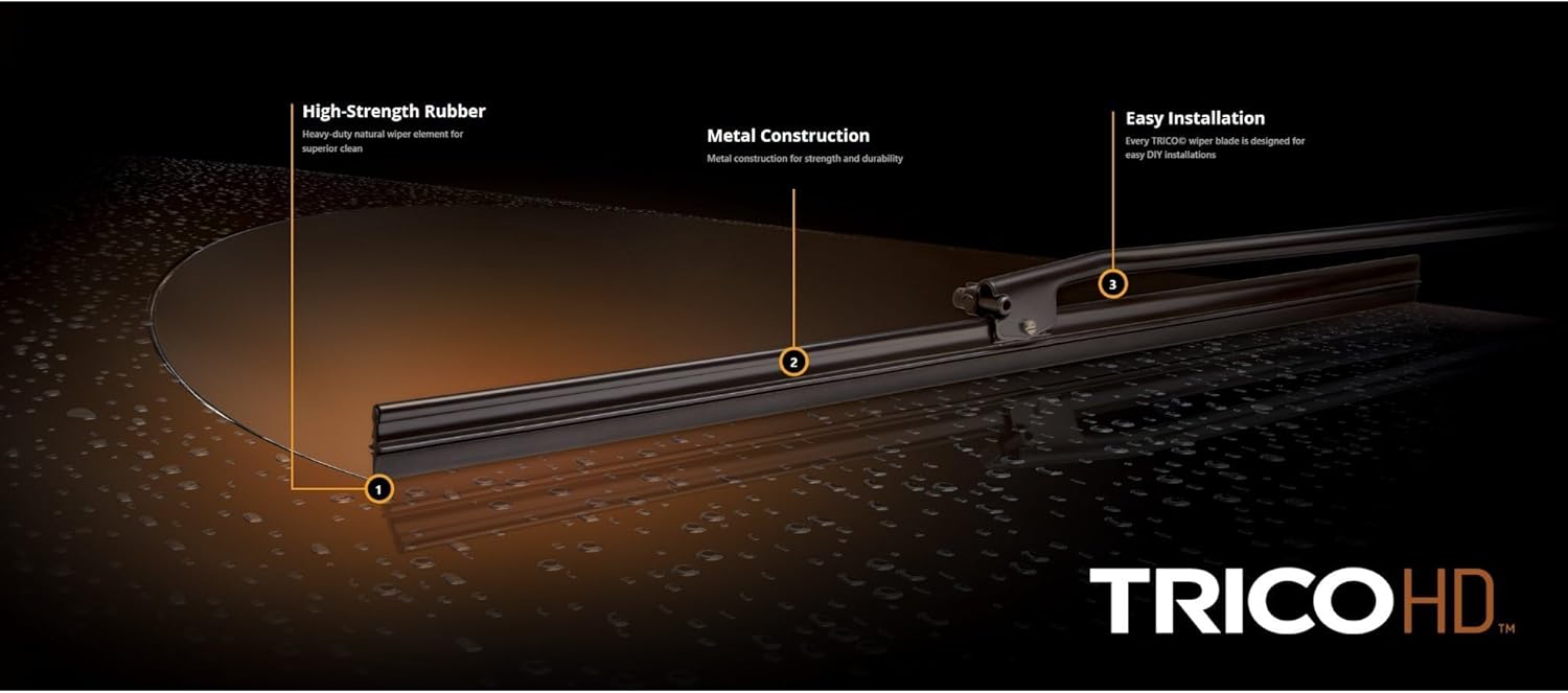 2 Wiper Set - Trico 61-140 14" Wiper Blades Fit Heavy Duty Vehicles w/Flat Windshields & Saddle Attachment