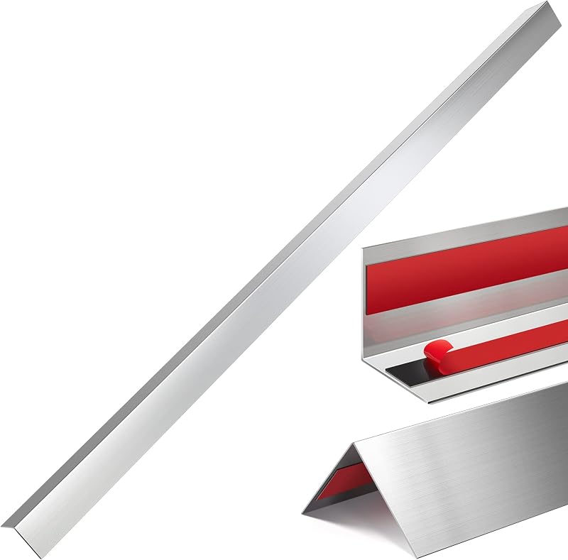 Therwen 20 Pcs 2 x 2 x 48 Inch 304 Stainless Steel Corner Guards Metal Wall Guard Protector Corner Trim Molding for Door Countertop Furniture Cabinet Protection