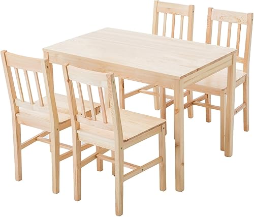 Juego de mesa de comedor para 4 mesa de cocina de madera de pino y sillas para mesa de comedor para espacios pequeños con 4 sillas