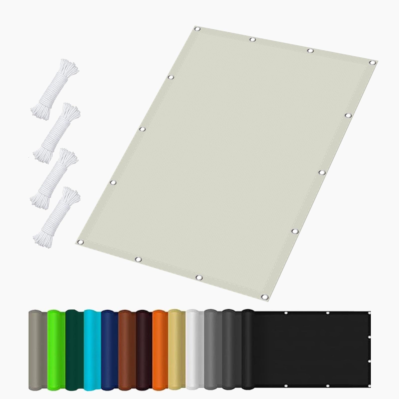 Voile d'ombrage rectangulaire 1.6x2.4m blanc cassé imperméable avec cordons pour jardin