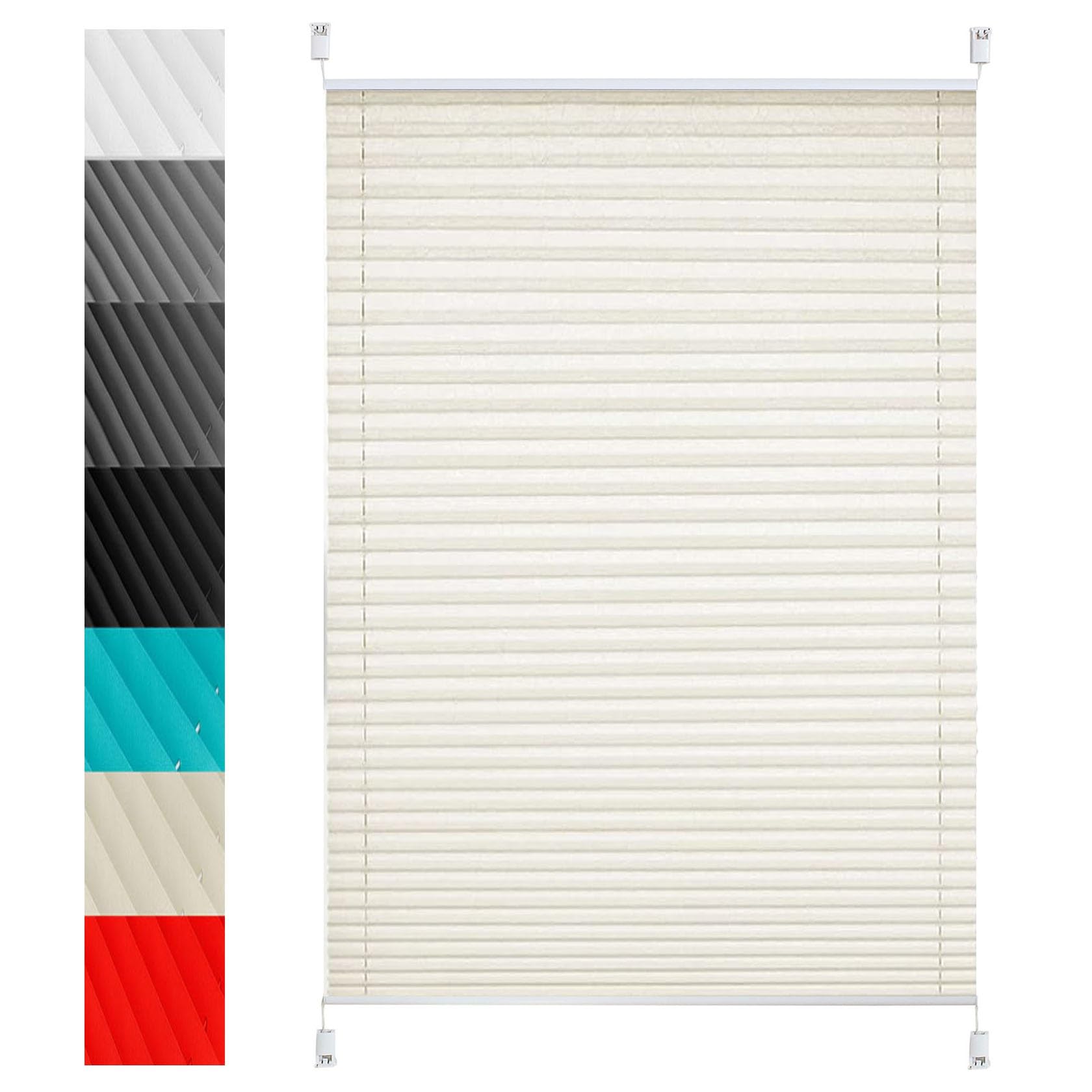 No Drill Blinds Non-woven Fabric 85 x 220 cm Instant Stick on Light Filtering Window Blinds Cordless Includes All Assembly Parts for Bedroom Kitchen Bathroom Windows, Beige