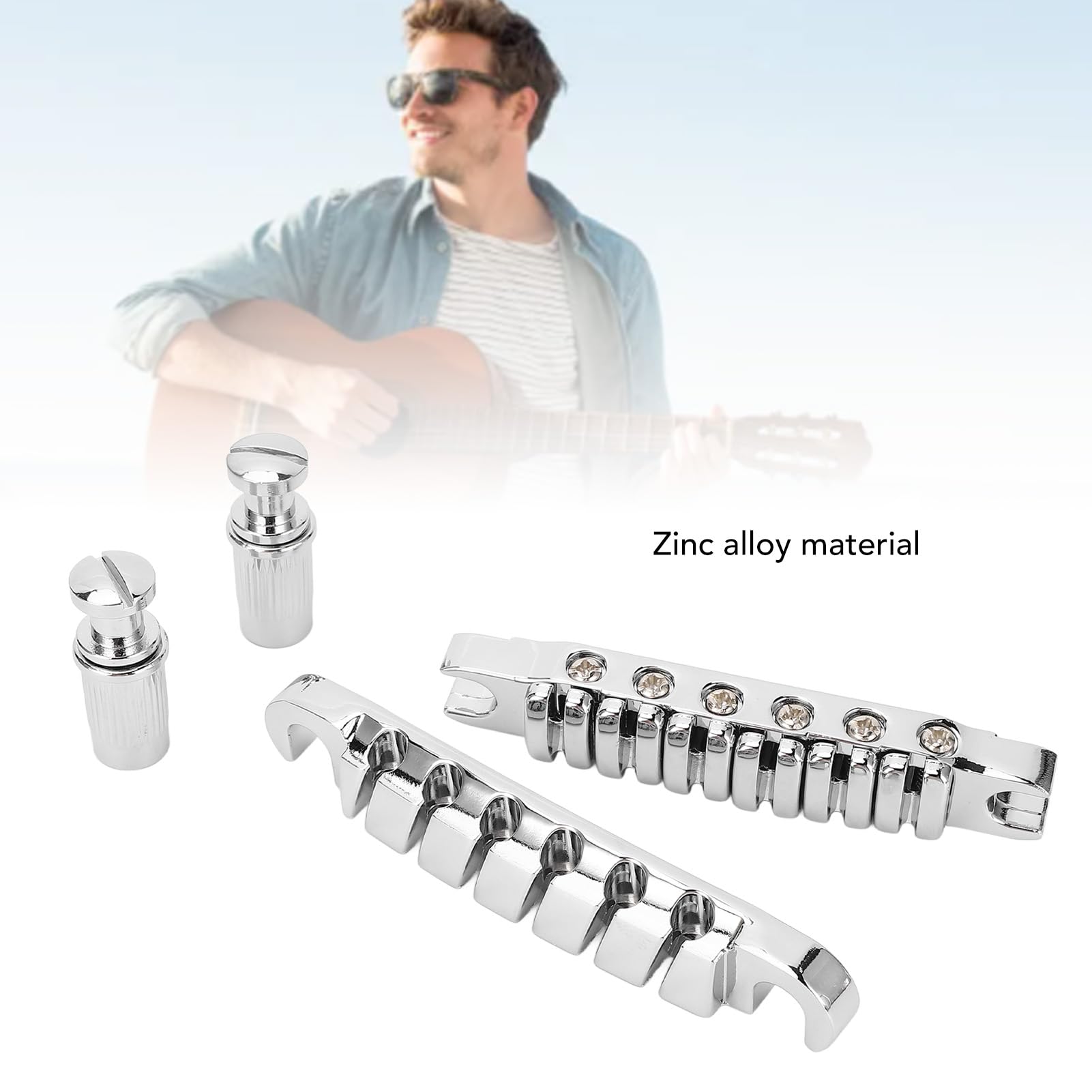 Gitarrensaite durch Steg, Zinklegierung, Individuell Verstellbar, 10, 4 Mm Saite durch Steg, Ersatz für (SILVER