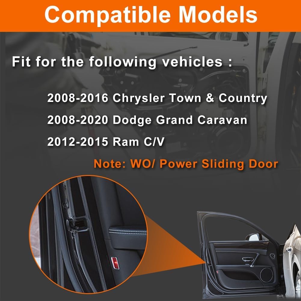Sliding Door Lock Actuator Rear Left Driver Side Compatible with 2008-2020 Grand Caravan, 2008-2016 Town & Country, 2012-2015 Ram C/V Without Power