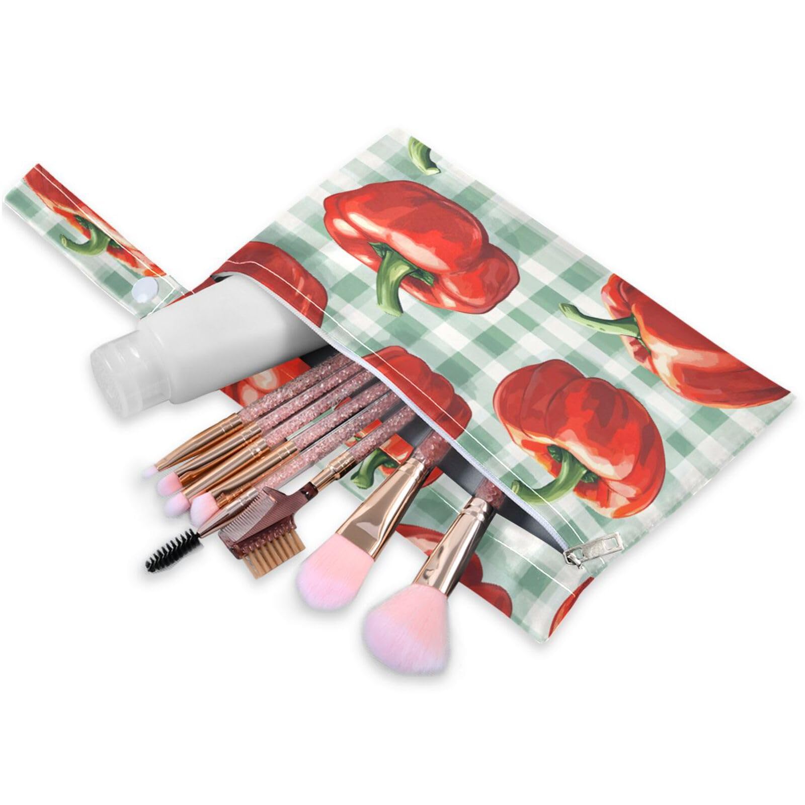 ATTX Red Bell Peppers Wet Dry Bags 2-Pack - Reusable Cloth Diaper Storage for Travel, Beach & Gym | Multi-Use Waterproof Bags for Swimsuits, Baby Clothes, Sports Gear#540