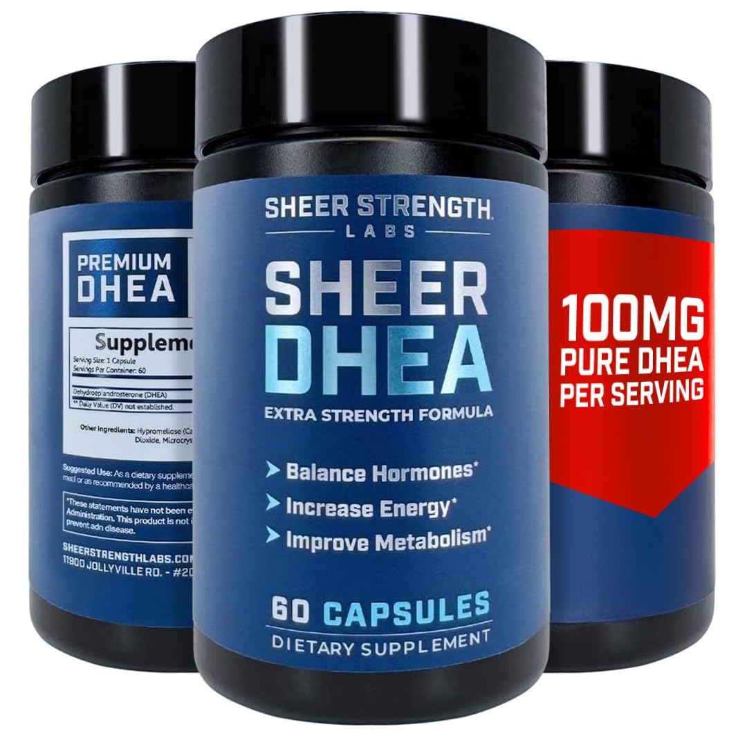 DHEA Supplement for Men DHEA 100mg - Pure DHEA Supplement for Men for Strength and Hormone Balance - DHEA for Women and Men - High Purity Enhanced Absorption 60 SV USA