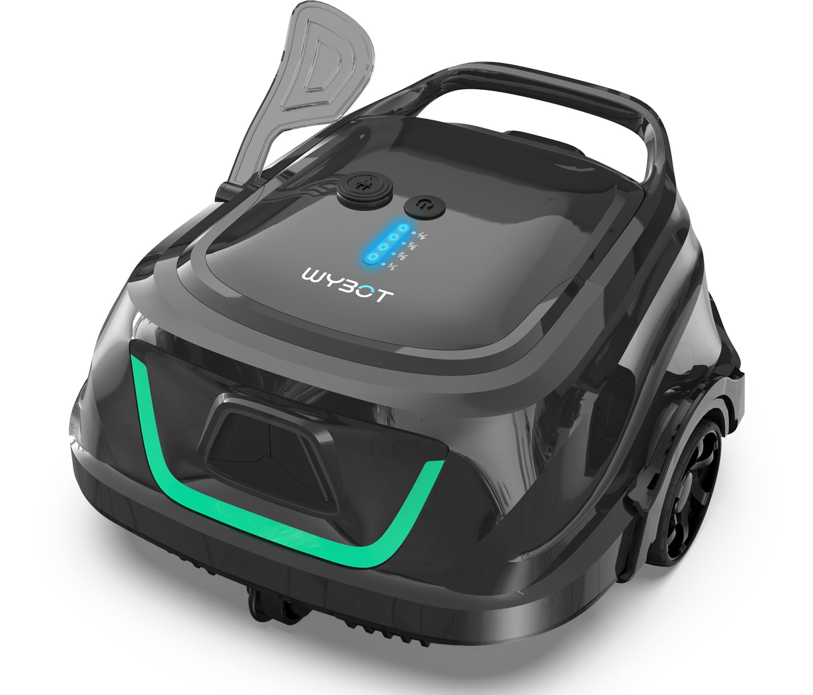 (New Upgraded) WYBOT A1 Cordless Robotic Pool Cleaner, Automatic Pool Vacuum with 120 Mins, Double Filters, LED Indicator, Fast Charging, Ideal for Above Ground Flat Pools - Black & Green