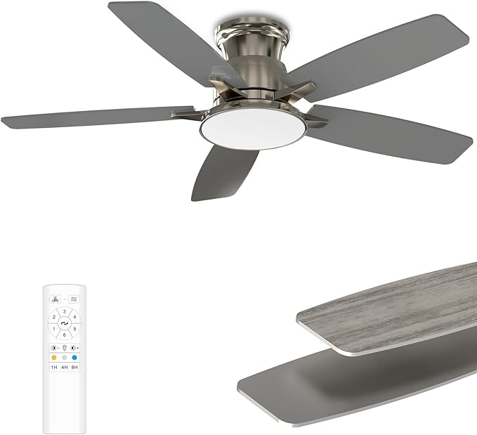 Ventilador de Techo 42 Pulgadas con Luz, Control Remoto, 6 V