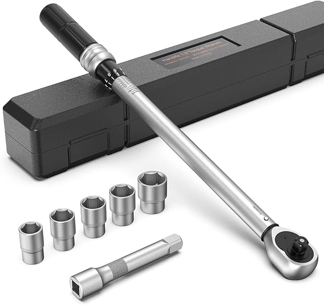 Handife 1/2 Torque Wrench 30-210Nm High Precision, 1/2 Inch Drive with Double Scale, Includes Wrench Socket Set, Extension Bar, Storage Box