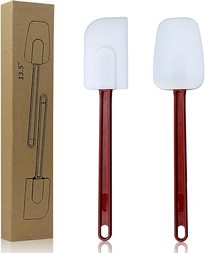 Juego de 2 espátulas de silicona de 14 pulgadas, resistentes al calor, espátulas de goma de alta resistencia, juego de espátulas comerciales para