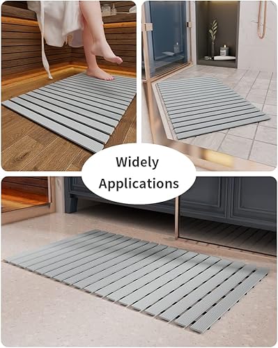 Miniatura 6 de PADOOR - Tapete de ducha antideslizante, resistente, rizable, de drenaje rápido, resistente, sin ventosas, para uso en interiores y exteriores, 16 x