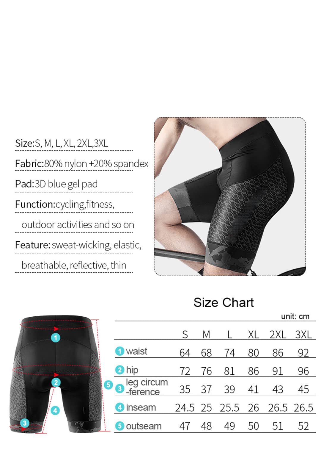 3D -verdickte Pad -Fahrrad -Shorts Stoßdes MTB -Fahrradshorts Sommer Herren -Straßenrad -Shorts Strumpfhosen