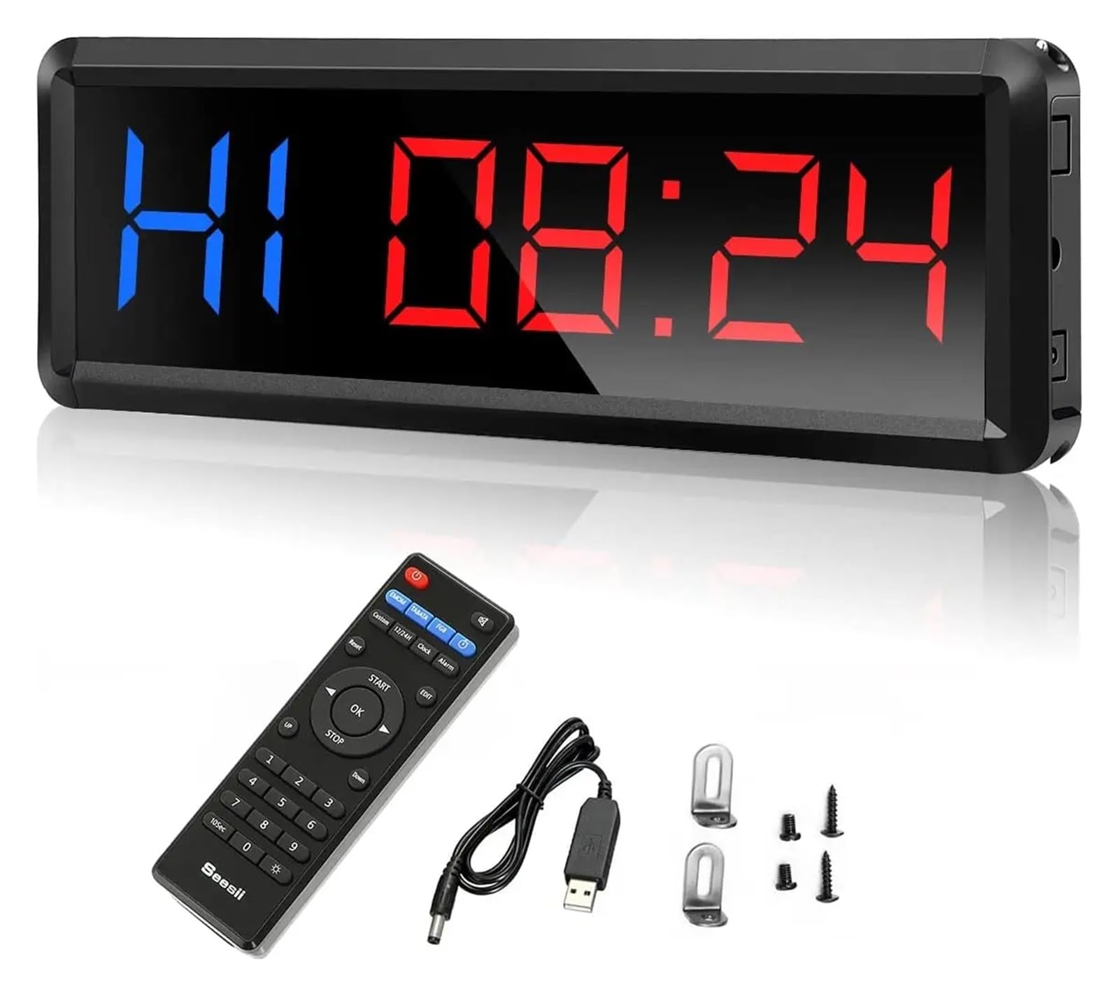 JVDDI 1.5 Inch LED Gym Timer Interval Timer, Countdown Wall Clock Fitness Timer Stopwatch For Home Gym Fitness Real Time Clock