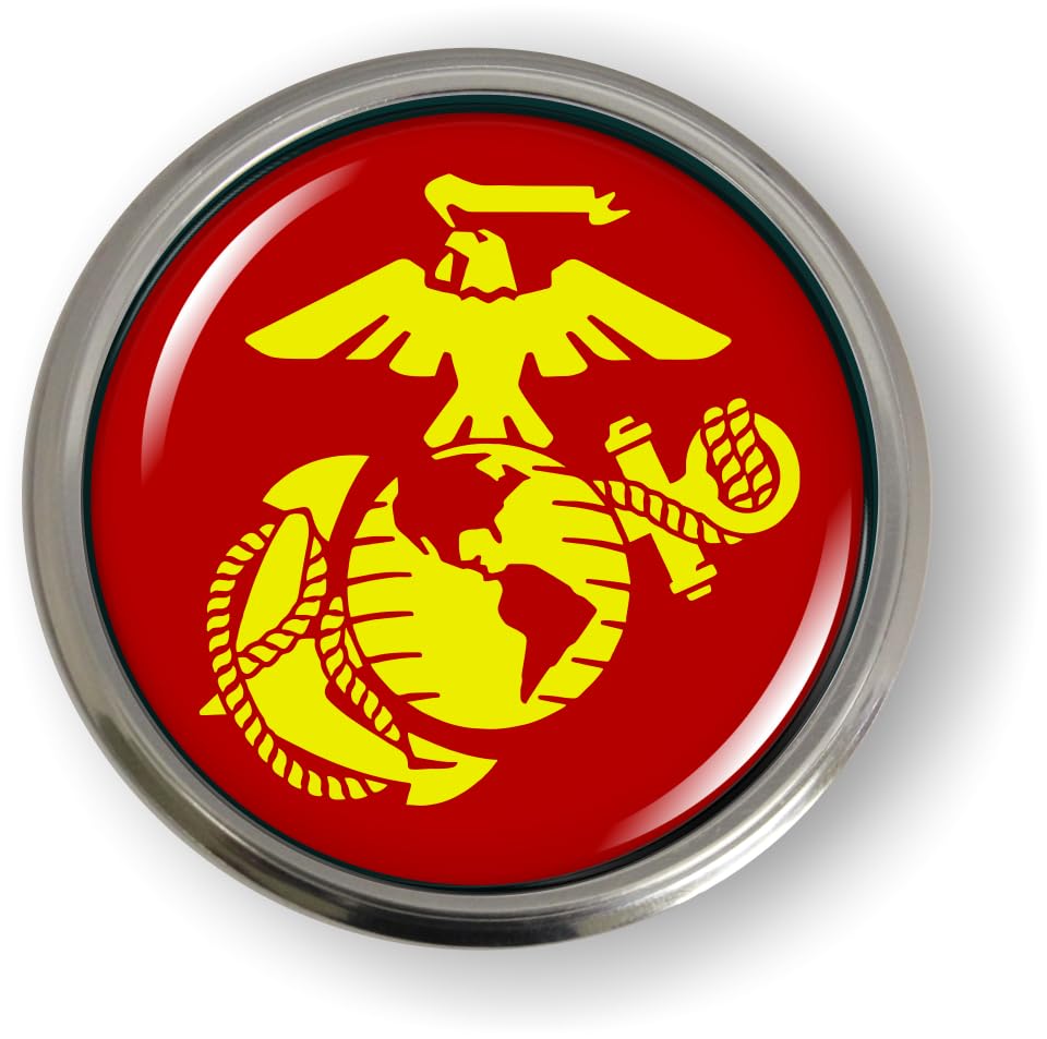 Image of The Eagle, Globe, and Anchor USMC CAR Emblem Semi-Flexible Aluminum Bezel | Officially Licensed US Marine Corps Product, 3D Domed, Badge, Sticker, made by BestLicensePlateFrames