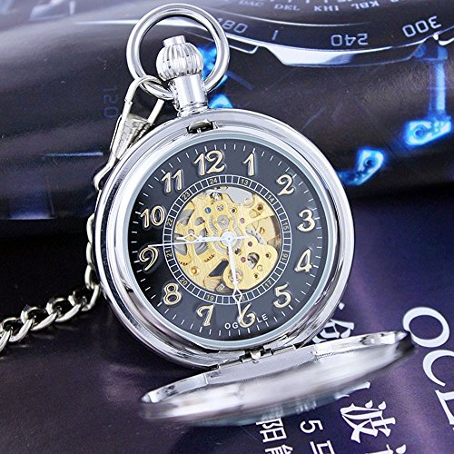 OGLE-Waterproof-Magnifier-Skeleton-Chain-Silver-Luminous-Fob-Self-Winding-Automatic-Mechanical-Pocket-Watch