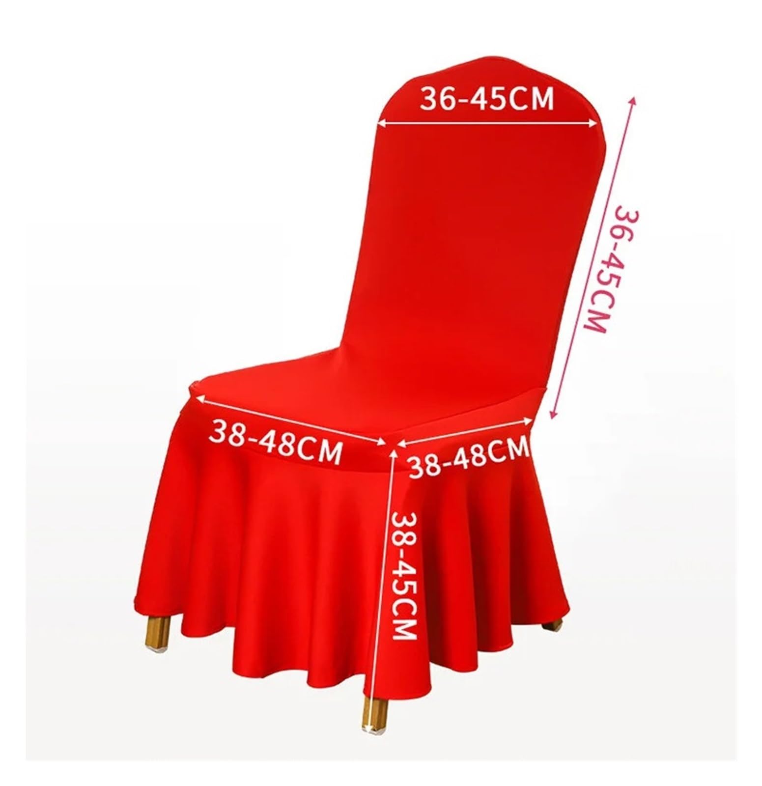 Hussen für Stühle 100 Stück Faltenrock-Stuhlhussen Spandex Party Hochzeiten Bankett Polyester Stuhlhusse Hotel Home Decor Hochzeit Stuhlhussen(Red)
