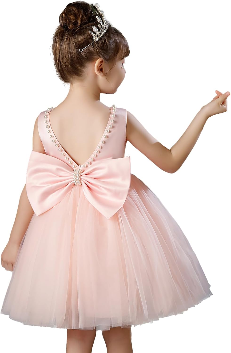 Flower Girl Dress Kids Satin Tulle Wedding Guest Party Birthday Bridesmaid Communion Pageant Prom Ball Gown Maxi
