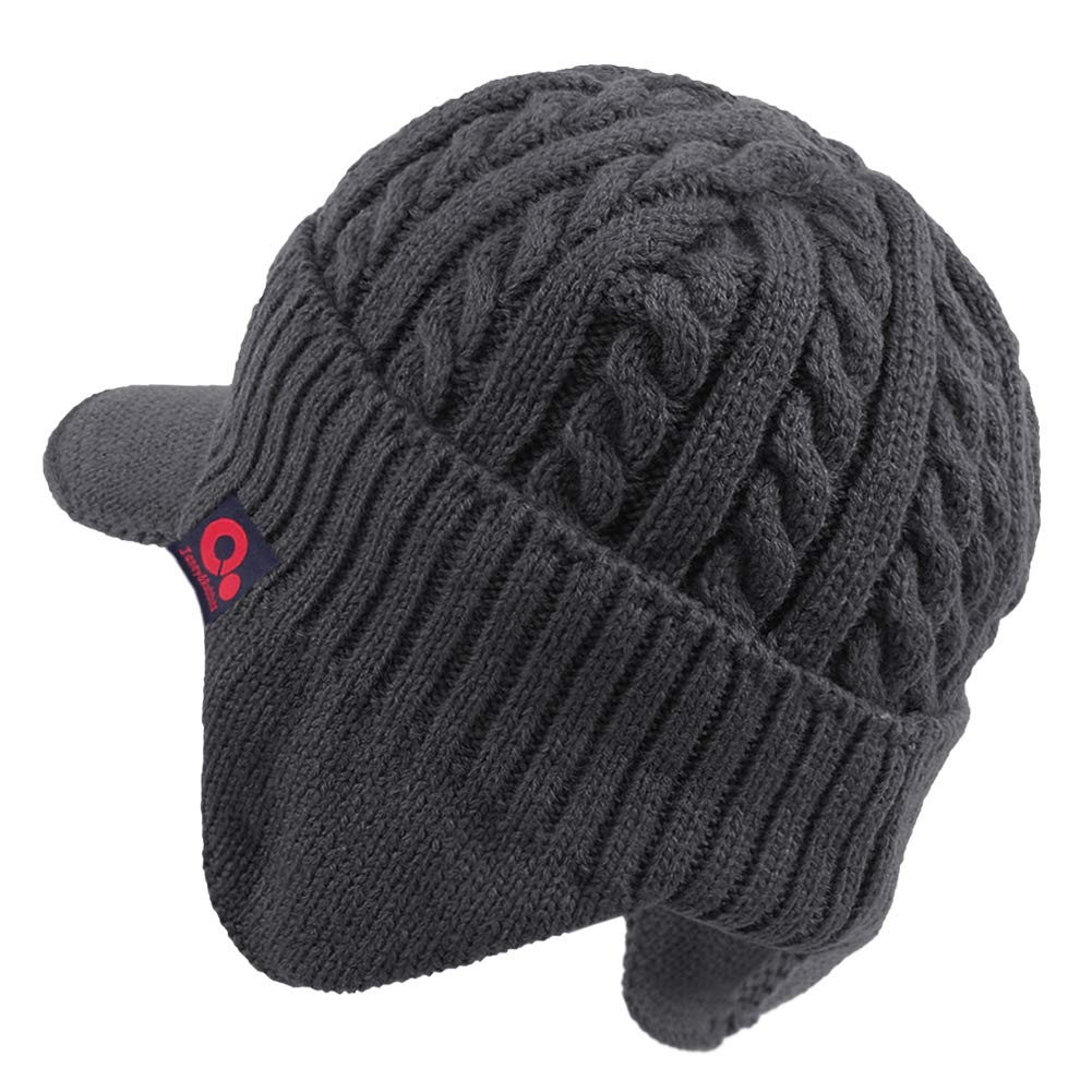 Gorro de invierno con visera y orejeras de punto con ala de punto