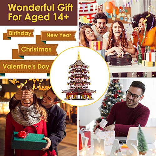 Piececool 3D Metal Puzzle Model Kits- Leifeng Pagoda Metal Model Kits for Adults, Chinese Traditional Architecture Building Kits DIY Brain Teaser Puzzles Gifts for Teens Family- 796 Pcs - Image 7