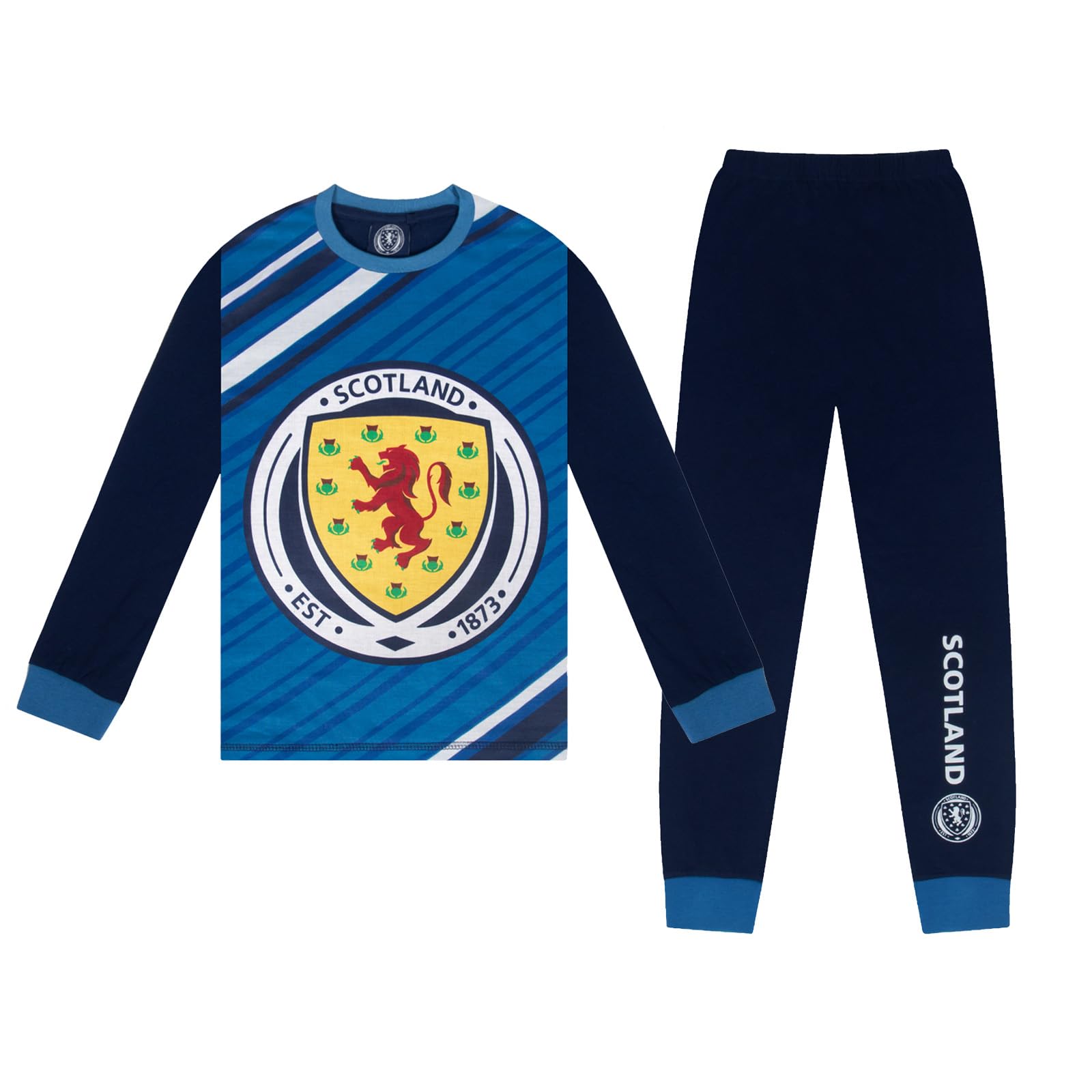 Scottish Fa Scotland Official Football Gift Boys Long Sublimation Pyjamas Navy 11-12 Years Blue