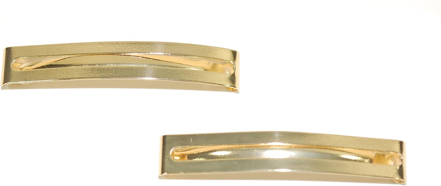 Pair of Double Straight Bar Clipin End Barrettes, Hair Slides. (Gold