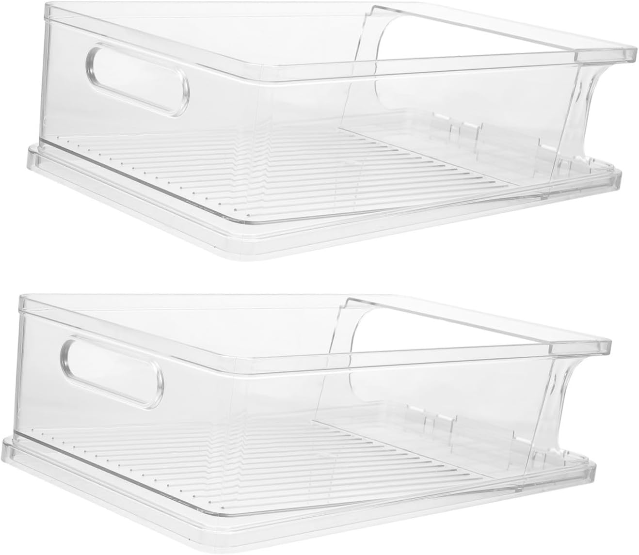 Luxshiny 2pcs Refrigerator Storage Boxes Plastic Can Dispensers for Beverage Organization Space Saving Design for Cans for Fridge Pantry and Cabinet