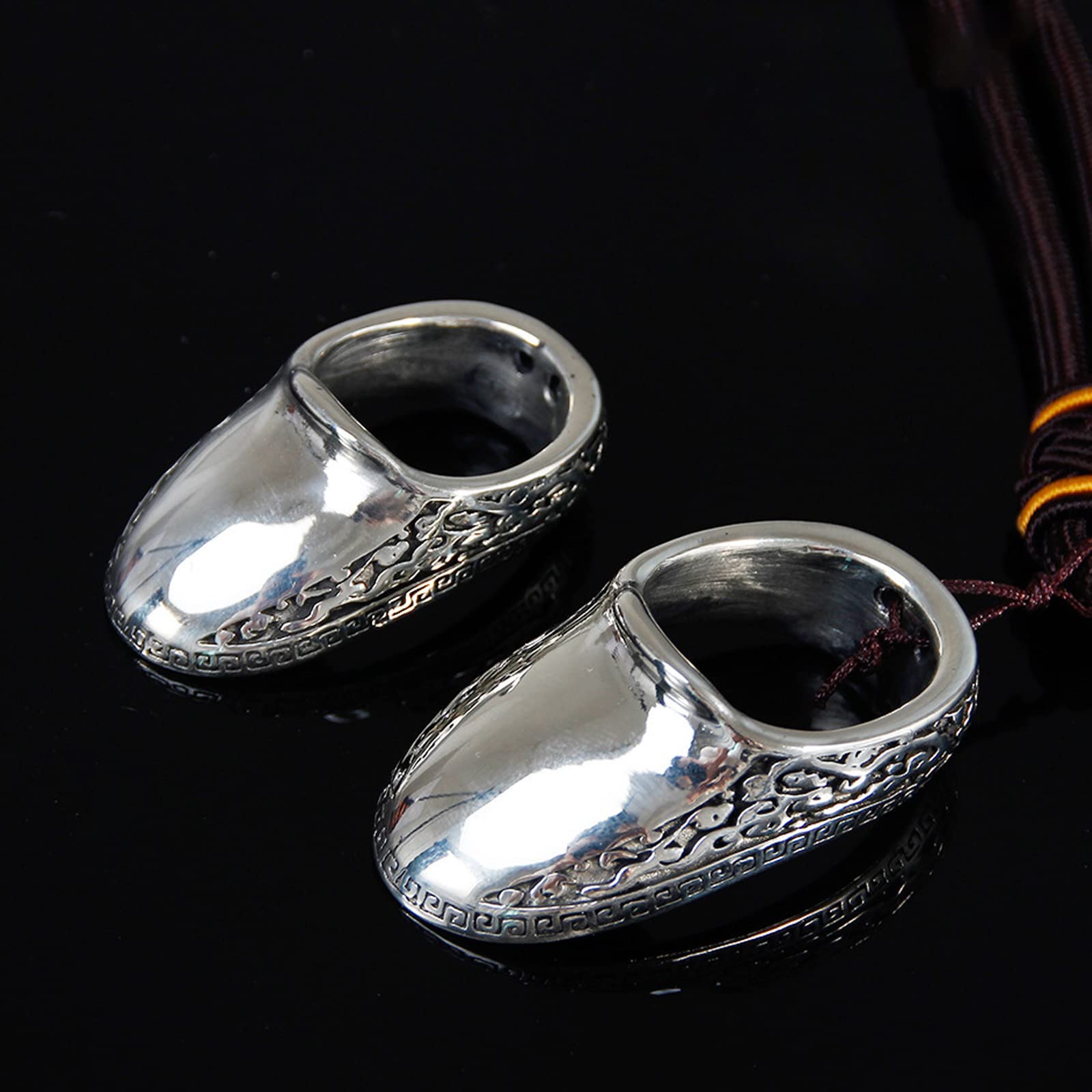 Anello del Pollice di tiro con l'arco Protezione per le Dita in Argento Tibetano Tradizionale Anello di Protezione per il Pollice Tiro con l'arco Anello di Sicurezza per dito in Argento