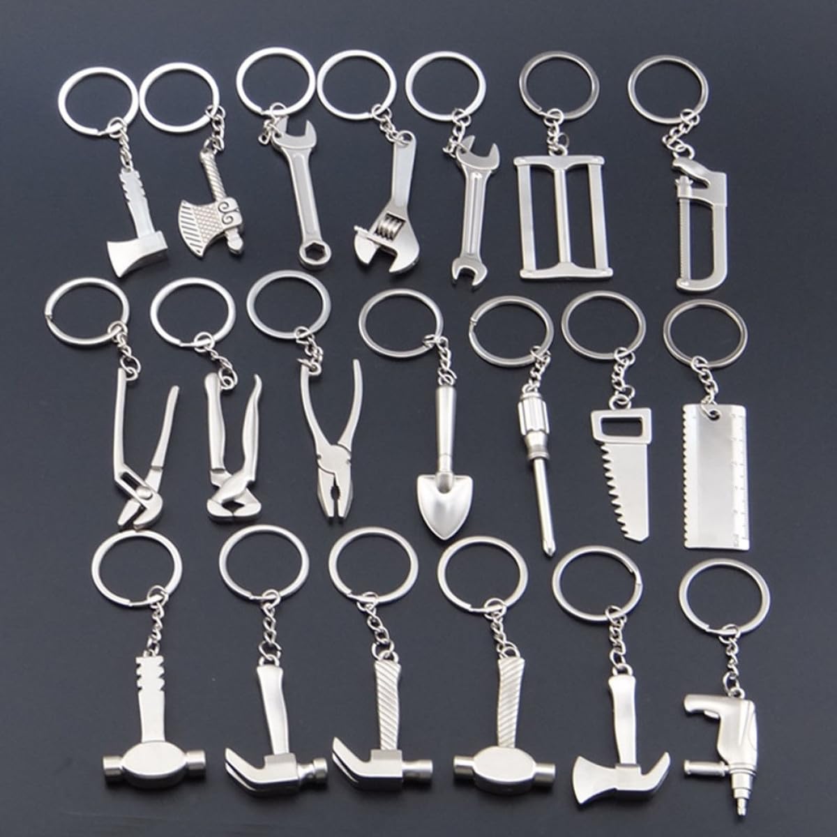 Kichvoe 20 Pezzi Portachiavi Ciondolo in Metallo Argento Design Chiave Creativa Struttura Semplice e Facile da Usare per Decorazione Portachiavi e Borsa Stili multipli