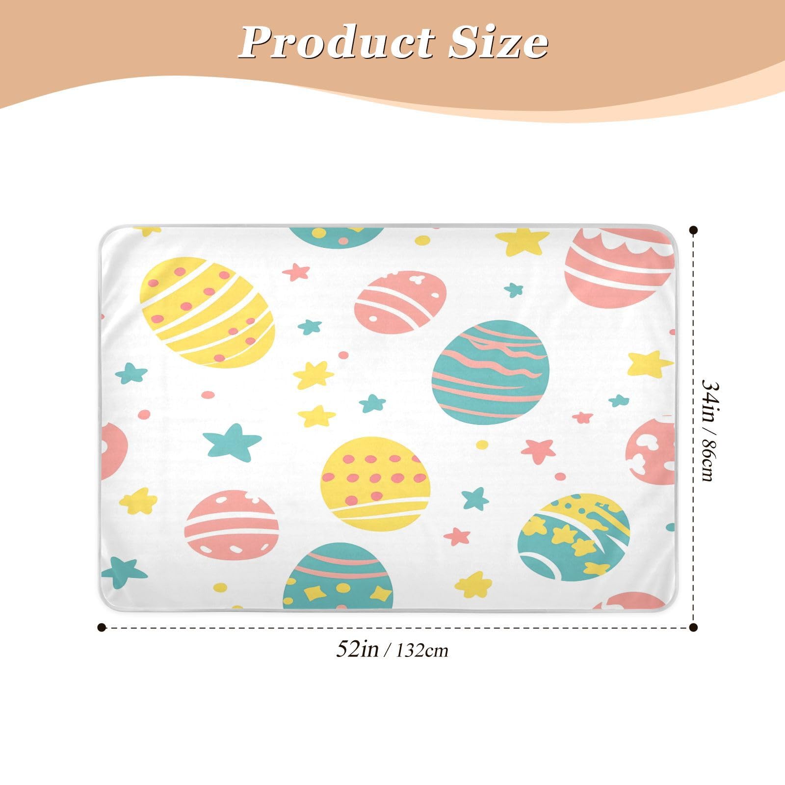 BOESI Doodle Easter Egg Pattern Waterproof Pads for Bedwetting and Incontinence, Reusable Pads, Reusable Diaper Pads for Bed, Sofa, Travel