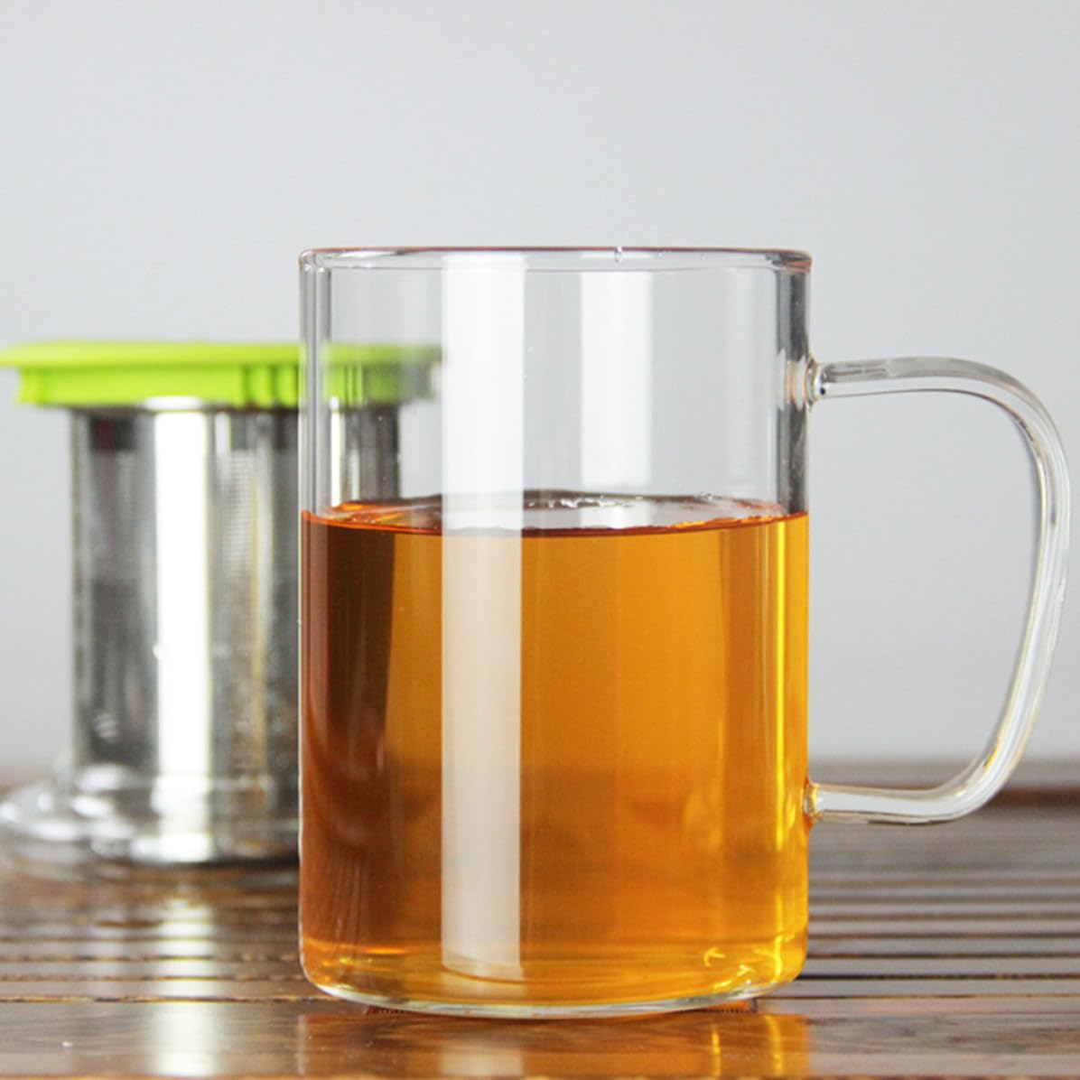 Kubek do herbaty z pokrywką ze stali nierdzewnej, przenośny szklany kubek 350 ml do biura i szkoły, mocna i solidna konstrukcja, idealny dla miłośników herbaty