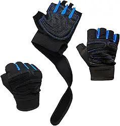 Luva Academia Meio Dedo com Proteção Antiderrapante para Musculação, Crossfit, Treino e Ciclismo. Protector Palmar Almofado com Ajuste em Velcro no Pulso, Unissex.