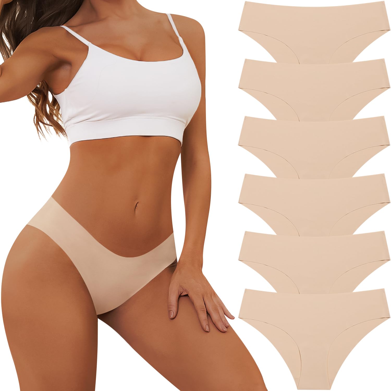 Adorel Culotte sans Couture Slip Invisible sous-vêtements Femme Lot de 6