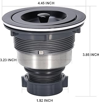 Kitchen Sink Drain 3-1/2 Inch Black Sink Drain Assembly Kit, Removable Deep Sink Strainer Basket with Sink Stopper/Sealing Lid for Home, Kitchen, Stainless Steel