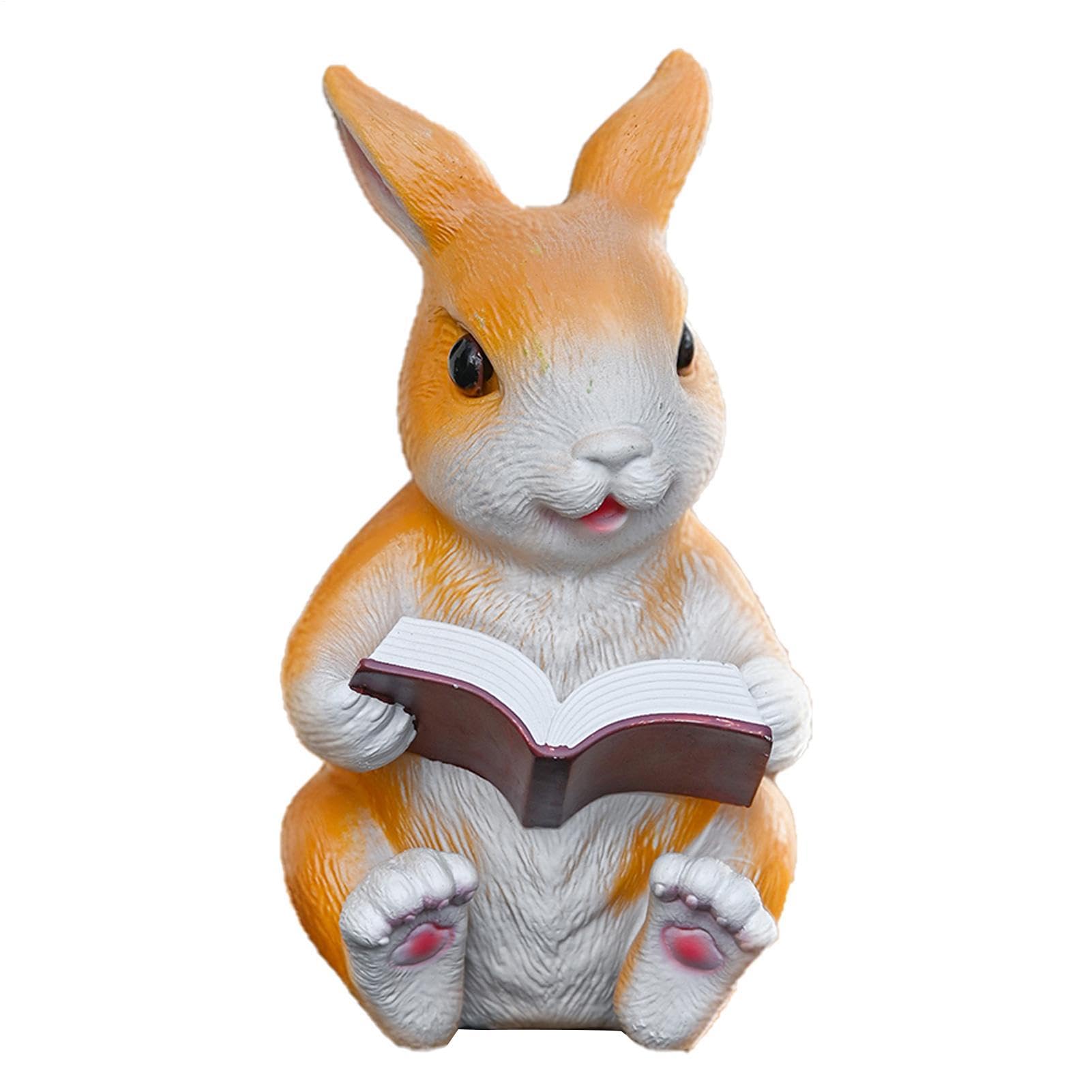 Figurine de lapin en résine peinte à la main pour décoration élégante