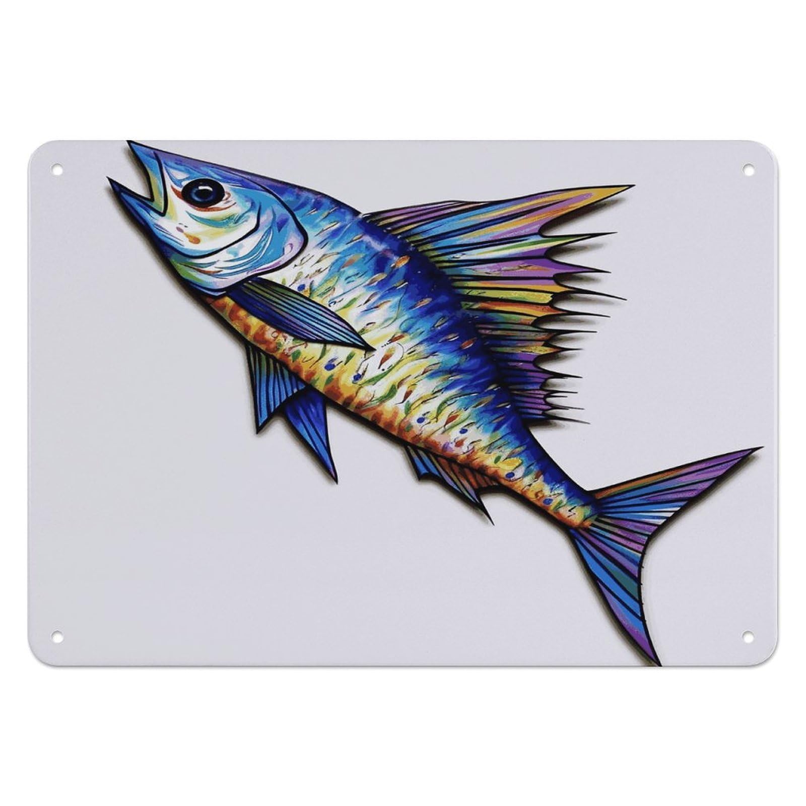 Fodpand Style Fish Art Retro Vintage Metal Tin Sign,Wall Art Decor Garden Plaque Poster For Bedrooms Yard Bars Pubs Patios Porches 7.9X5.5 Inch