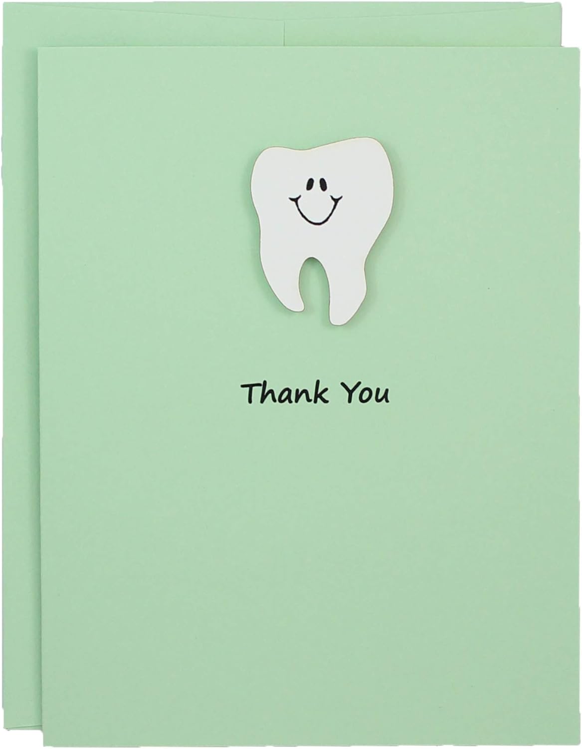 Handmade Tooth Thank You Cards with Matching Envelope - 10 Pack Pastel Green Blank Dentist Greeting Cards - Perfect Graduation Gifts for Dentist - Nursing - Medical Assistant Gifts