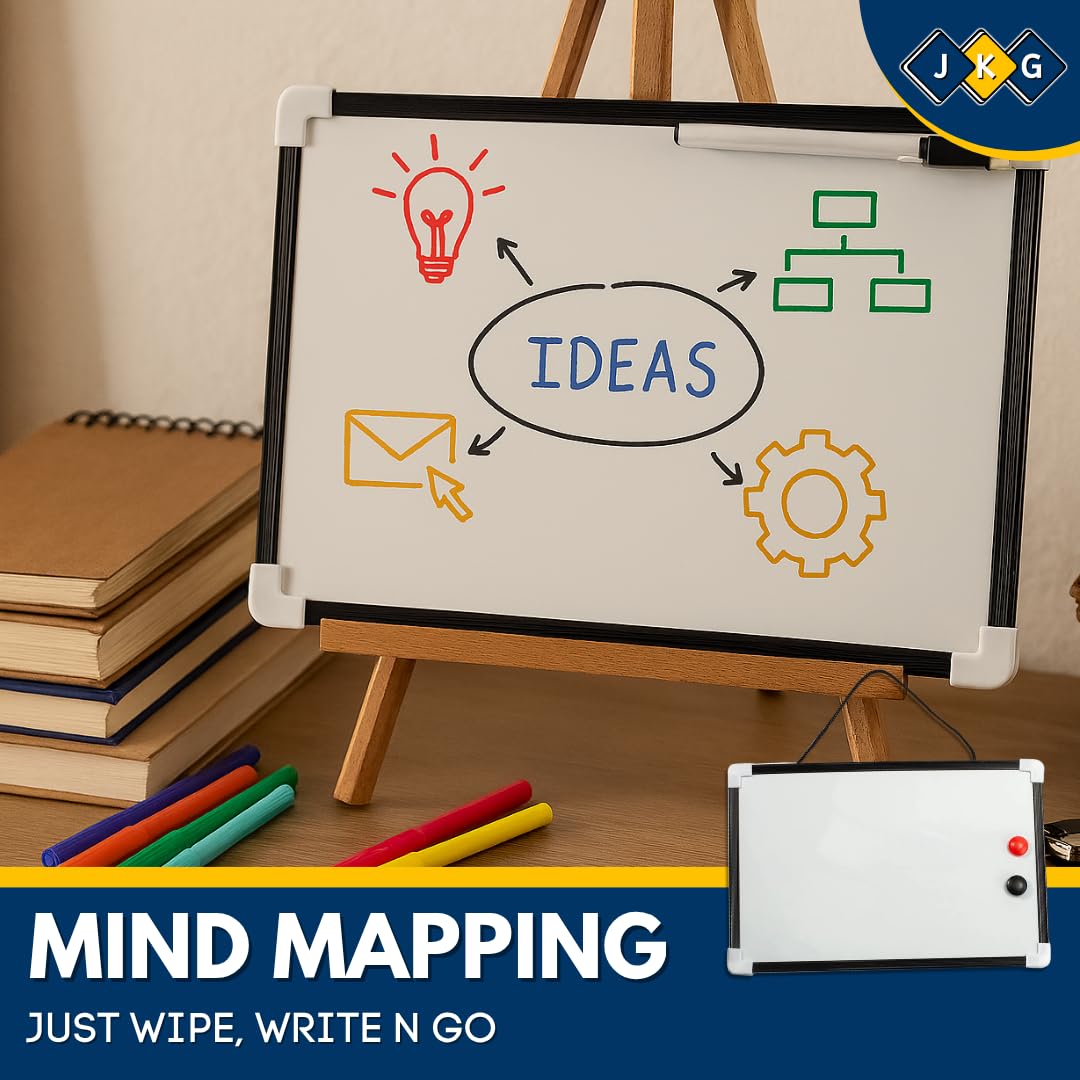 Mini Whiteboard GENERISE Droog Veeg Magnetisch A4 Klein Whiteboard met Marker Pen, Gum & x2 Magneten (30cm x 22cm) Draagbaar Memobord voor Keuken Muur, Kinderen etc