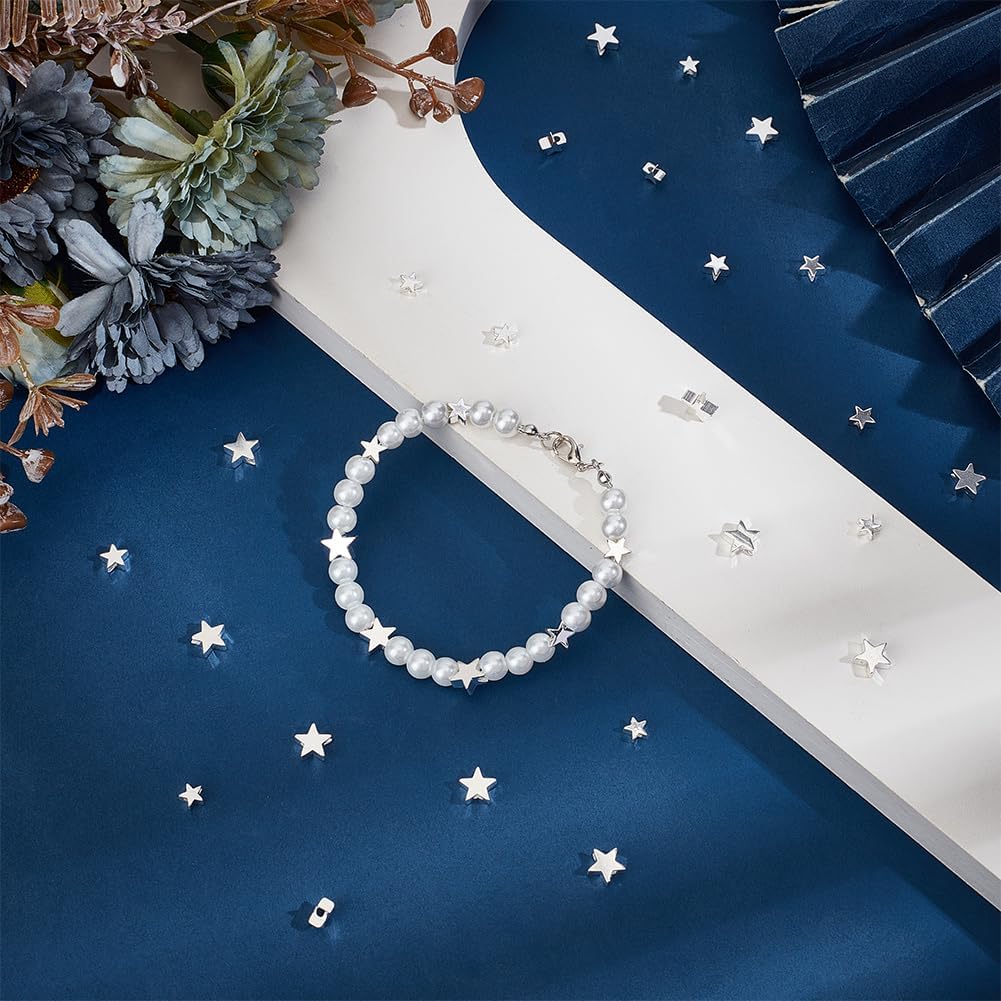PH PandaHall 90PCS Star Spacer Beads, 5mm 6mm 8mm Silver Star Beads Twinkle Star Loose Beads Long-Lasting Spacer Beads for DIY Bracelet Necklace Bangles Keychain Jewelry Crafts Making - Image 4