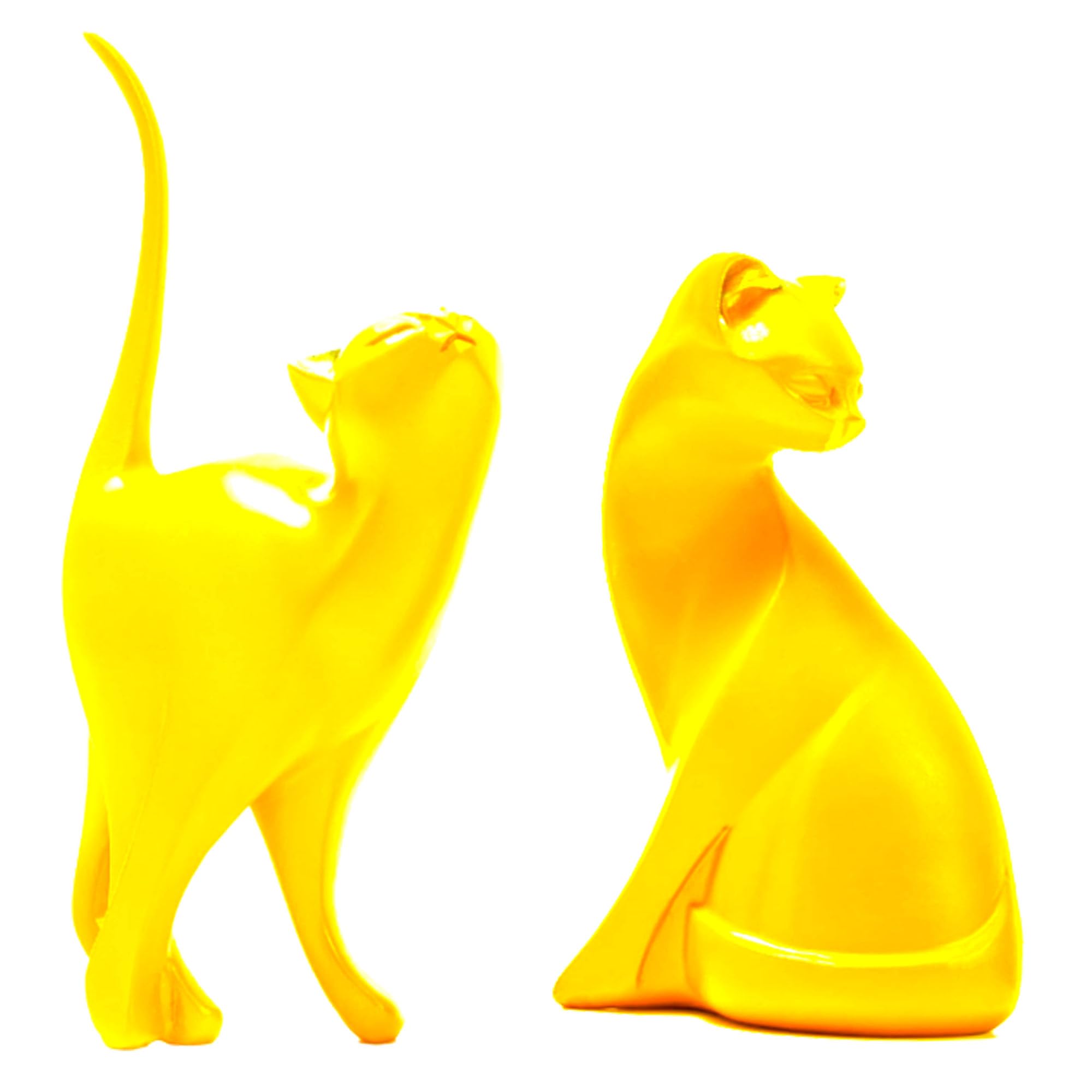 Estatua Gatito Moderno, Abstracto Adorno Salon Moderno, Abstracto Estatua Gato Moderno, Mascota Artístico Figura Decoracion Salon, Ornamento Arte, Decoracion para Casa Hogar Salon Escritorio (Dorado)