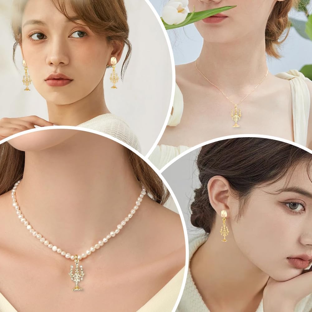 Beebeecraft 10Pcs Candlestick Charms Real 18K Gold Plated Brass with Cubic Zirconia Star Medieval Castle Fairytale Themed Charm for Jewelry Making Bracelet Pendant Necklace DIY Crafts
