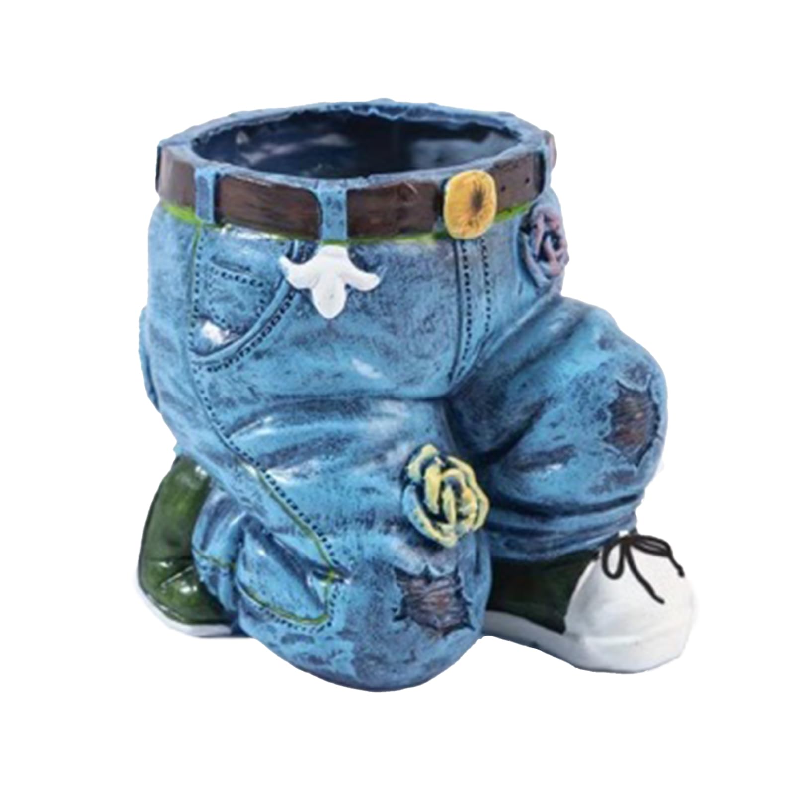 Mezclilla Jeans Macetas para plantas de jardín Macetas Retro Jeans Maceta de resina Vaquera, Maceta creativa de mezclilla, Diseño creativo en estilo retro Figura de jardín para interiores y exteriores