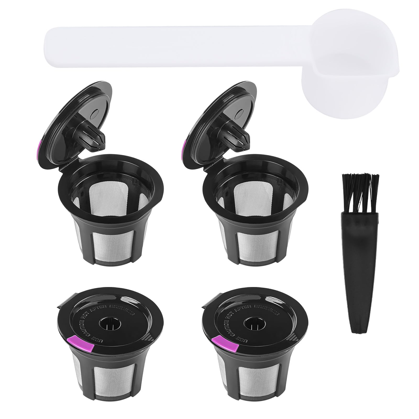 BOXOB 4 Filtri Caffè Ricaricabili Per Keurig 1.0 E 2.0 – Set Con Cucchiaio E Spazzola, Cialde In Acciaio Inox - 3